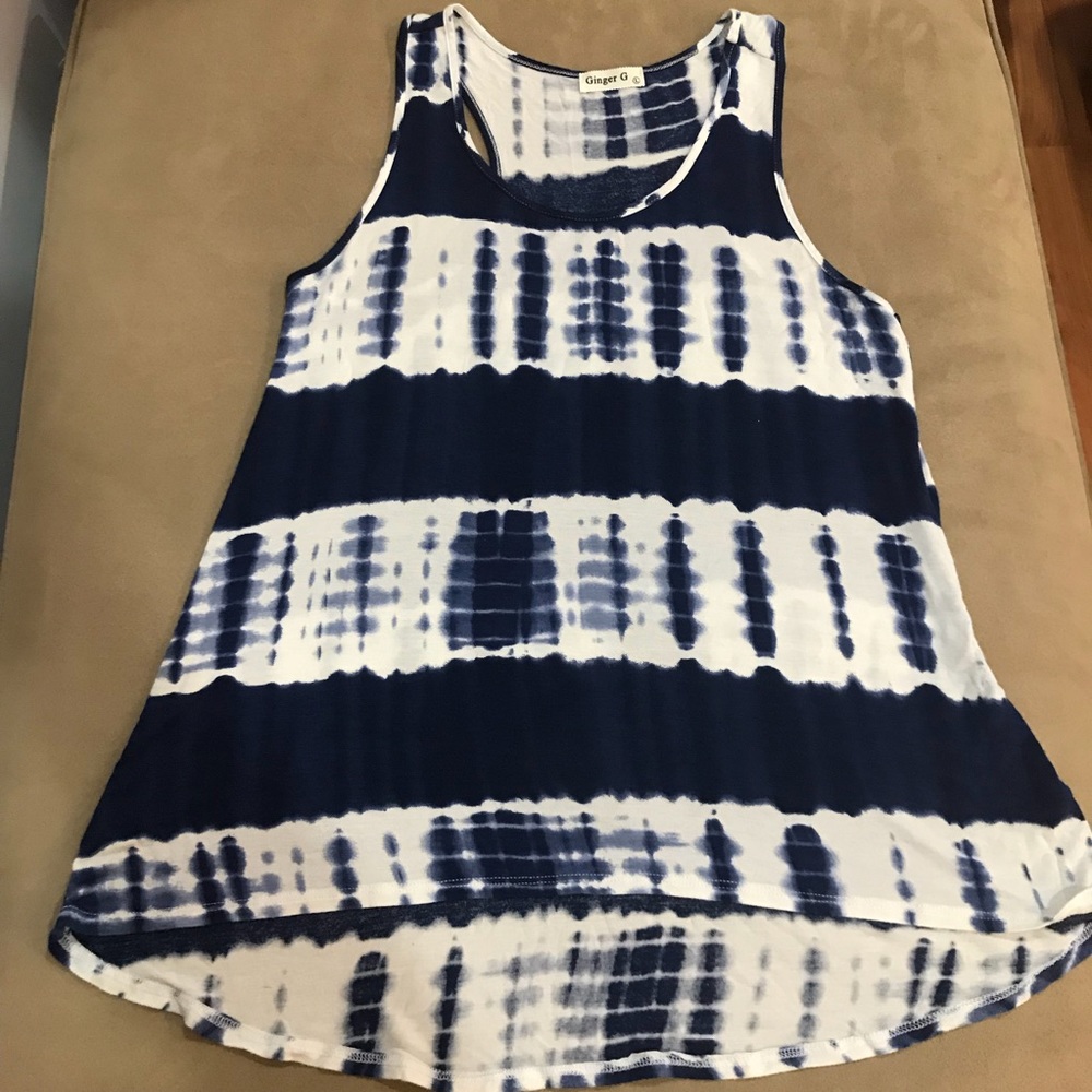 Navy Blue Tie-dye Tank Top